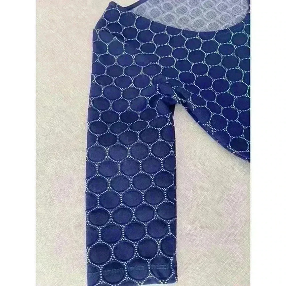 Leota Sz S Seraphine Jacquard Dress Blue Stretch 3/4 Slv Ballet Core Fit & Flare - Picture 14 of 16